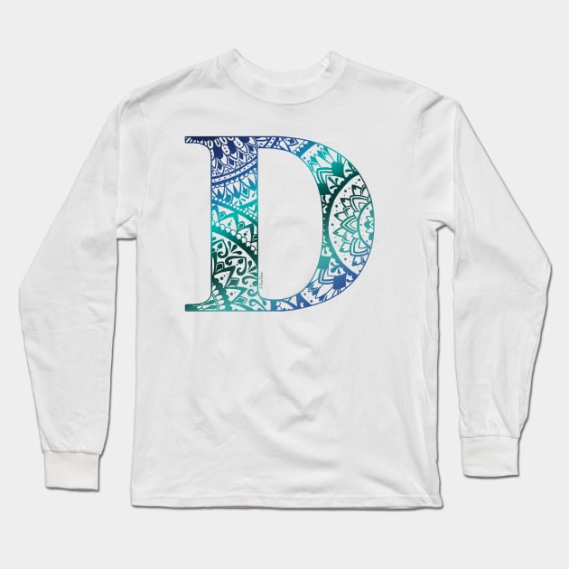 Mandala Letter D - Dusk, twilight Long Sleeve T-Shirt by Shaseldine